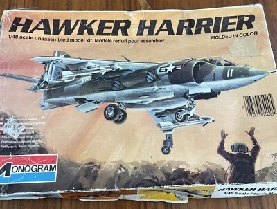 Monogram Hawker Harrier 5420 Open 1/48 Model Kit Open Box