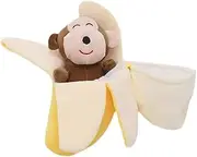 Oshhni Squeaky Dog Toy Banana Monkey Plush Toy Pet Supplies Cute Furniture Protector Interactive Dog Toys for Small Medium Size Dogs