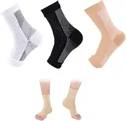 3 Pairs Amrelieve Soothesocks For Neuropathy Pain Relief Socks, Ankle Support Brace, Protector Compression Socks , Instant Pain Relief Socks (L/XL, 3 Pairs Black + White + Skin Colors With Dot)