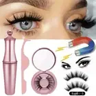 Magnetic False Eyelashes Natural Eye Lashes Extension Liquid Eyeliner Kit Set ^