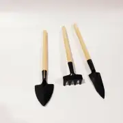 3pcs Mini Plant Garden Gardening Plant Tools Set With Wooden Handle Tool Rake Sh