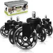 [Slipstick] CB690 Floor Protecting Rubber Office Chair Caster Wheels (Set of 5), Black