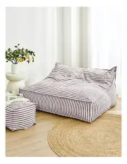 [Cadence & Co.] Oscar Faux Linen Two Seater Bean Bag Lounge Cover in Cacao