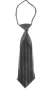 Kids Boys Black & White Vertical Patterned Elastic Neck Tie