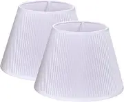 Set of 2 Small Empire Lamp Shades 15cm Top x 25cm Bottom x 17.5cm Height White Velvet Fabric Small Lamp Shade Replacement Shade for Table Lamps Floor Lamps Bedside E27