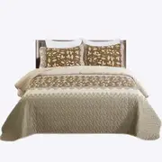 Floral Checked Quilted Bedspread Set Coverlet Throw Rug Pattern Eleven