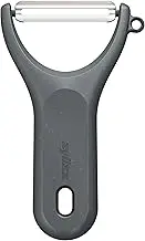 Zyliss Swivel Y Peeler - Effortless Peeling of Cucumbers, Carrots & Potatoes, Durable, Innovative, Comfortable Grip, 50% Wheat Straw Material, Lightweight, Blade Cover, Built-in Eye Cutter Tool, Grey