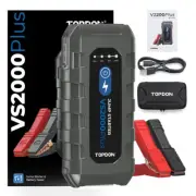 TOPDON VS2000Plus USB Car Jump Starter Pack Booster Charger Power Bank 2000A LED