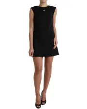 Dolce & Gabbana Mini Shift Dress Logo Detail Women Black Dresses