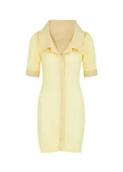Jacquemus La Mini Robe Manta Knitted Mini Shirt Dress - Yellow - 36 (UK8 / S) 36 (UK8 / S)