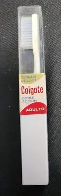 Vintage Colgate Hard Toothbrush Double Action Spanish Label WHITE 1950s/60s NOS