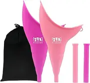 Female urinals-Reusable Female urinals can Make Women Stand up While urinating! No Leakage, no Splash and Easy to use Design! for Outdoor Activities and Other Purposes-2 Packs (Magenta+Light Pink)