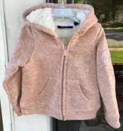 Girls sz 4 DKNY Donna Karan Sherpa Lined Full Zip Blush/Peach Hoodie New A