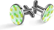 [Generic] Men's Cufflinks, Tropical Pineapple in Triangle Pattern Cuff Links for Men, Classic Cufflinks Black for Suit Shirt Wedding Business Birthday Jewelry Gift