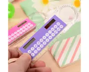 1pc 10cm Ruler Mini Calculator Ultra-thin Solar Energy Multifunction Calculator for Children School Office Supplies, Random Color