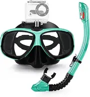 Snorkeling Gear for Adults Youth, Nearsighted Anti-Fog Diving Mask & Silicone Dry Snorkel for Scuba Diving, Spearfishing, Freediving(GoPro Not Included)