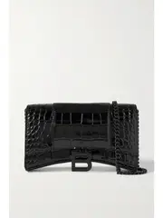 [Balenciaga] Balenciaga - Hourglass Croc-effect Leather Shoulder Bag - Black - One size One size Black