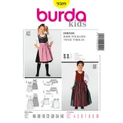 BURDA SEWING PATTERN 9509 GIRLS 4-10 DIRNDL FOLK DRESS, BLOUSE, GERMAN COSTUME