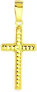 [Monde Petit] Mondepe 8494 9ct Yellow Gold Rectangular Shiny and Carved Cross 17x10mm Gift Box Guarantee Certificate Normal Yellow Gold No Gemstone, Normal, Yellow Gold, No Gemstone