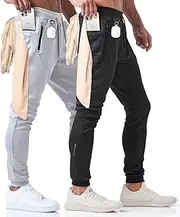 [Born Tough] Mens Workout Joggers Pants, Slim Fit Athletic Bodybuilding Gym Joggers,Tapered Running Sweatpants with Zip Pockets