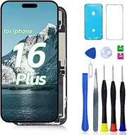 FNKJYND FHD LCD for iPhone 16 Plus Screen Replacement for iPhone 16 Plus Display A3290, A3082, A3289, A3291 LCD Digitizer Touch Screen Assembly Repair Part