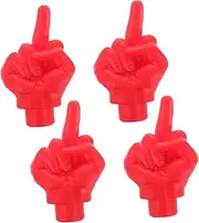 LOORGVEL 4pcs Funny Finger Tire Valve Caps Humorous Stem Caps for Cars Motorcycles Bicycles Unique Red Air Valve Covers Playful Accessory for Vehicle Personalization