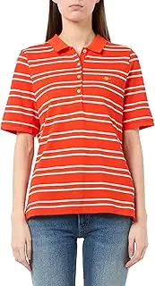 [GANT] Women's Slim Stripe Shield SS Pique Polo Shirt