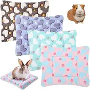 4-Piece Rabbit Bunny Bed - 10 x 11 Inch Guinea Pig Bed Mats - Plush Bunny Pad Mats for Small Animals, Dogs, Cats, Hamsters - Heart Pattern