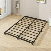 VERFARM 3 Inch Low Double Size Bed Frame, Heavy Duty Metal Platform Double Bed Frame, No Box Spring Needed, Noise-Free, Easy Assembly, Black, Double
