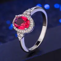 在飛比找Very buy優惠-熱賣鑲鑽紅寶石戒指女歐美風鑲鑽鋯石紅寶石戒指時尚首飾