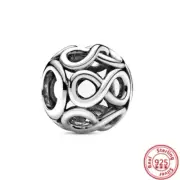 925 Sterling Silver Heart Circular Infinity Beads Original Charm Bracelet