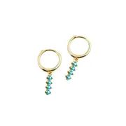 ANYCO Earrings Gold Plated Chic Charm Blue Colored Zircon Bar Stud For Women Girl Teen Fine Perfect Fashion Stylish Accessories Jewelry Gifts