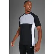 Mens Black Man Active Gym Colour Block Raglan T-Shirt