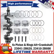Crankshaft + 4x Piston & Rings kit For Hyundai Accent Veloster Kia Rio Soul 1.6L (for: Hyundai)