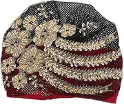 CRILSTYLEO Flower Turban Hat for Women Beaded Hat Comfortable Headwrap Adult Elegant Headpiece for Events
