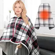 [generic] Women Plaid Poncho Blanket, Wearable Blanket, 140X80cm, Heated Shawl with Buttons Checked Blanket, Fleece Wearable Blanket, Plaid Lap Blanket Comfy Poncho Plush Blankets Throw Women Shawl Wrap Cover