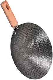 Levemolo Small Wok Pan Iron Traditional Cooking Pot Non-Stick Household Kitchenware 28cm Versatile for Cooking