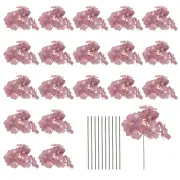 20 Sets Artificial Hydrangea Flower Heads with Stems for Bouquet,Deep Red