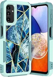 GlamCase for Samsung Galaxy A14 5G / 4G Case - Geometric Marble Blue Design Printed Heavy Duty Military Grade Protection Shockproof Mint Armor Case/Cover for Samsung A14 5G / 4G