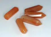 31X8MM ORANGE AVENTURINE GEMSTONE POINT LOOSE BEADS 2 BEADS