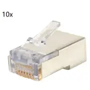 PlatinumTools 100021C Cat5e/6 Shielded EZ-RJ45 Plug with Internal Ground. Easy install RJ45 plug for Cat5e or Cat6 shielded solid and stranded cable. Once piece design. 10pc clamshell. [100021C]