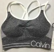 Calvin Klein Performance Women Strappy-Back Sports Bra PFYT2413 Gray Size XS