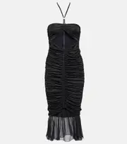 [Blumarine] Blumarine Ruched jersey midi dress AU 4 black