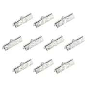 230Pcs Ribbon Crimp Clamp Ends 25mm Cord End Clasp for DIY Craft Silver Tone