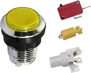 Gwtdtoad Arcade Machine Game Console Push Button - Small Silver Plated Push Button for Arcade Machine,Built-in Bulb Game Supplies for Internet Cafe, Bedroom, Living Room