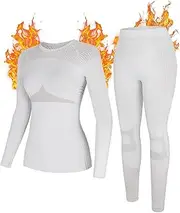 [Attraco] Thermal Underwear Set for Women Long Johns Seamless Warm Base Layer Top & Bottom for Cold Weather