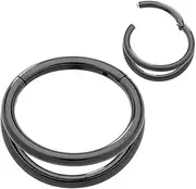 [Pierced Koala] 2PCS Titanium Implant Grade 16G Double Hoop Gem Septum Jewellery Hinged Segment Ring Body Piercing Lip Clicker Tragus Daith Nose Eyebrow Ring Helix Cartilage Rook Earrings