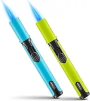 Urgrette Spring Colors 2 Pack Butane Refillable Torch Lighter, 6-inch Long Pen Lighter Jet Flame Butane Lighter for Grill BBQ Candle Camping (Gas Not Included)