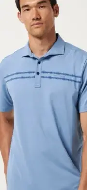 NWT Travis Mathew Heater Series Sunbeam Chest Stripe Polo Shirt Mens Medium