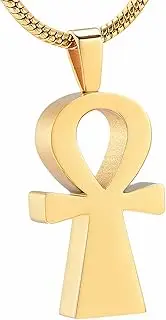 KETIME Cross Cremation Jewelry Urn Pendant Engravable Stainless Steel Memorial Locket Necklace for Ashes